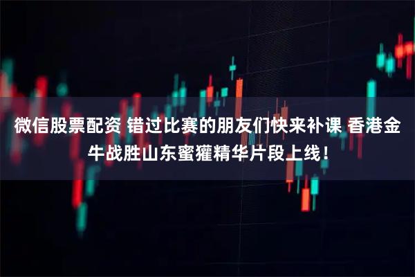 微信股票配资 错过比赛的朋友们快来补课 香港金牛战胜山东蜜獾精华片段上线！